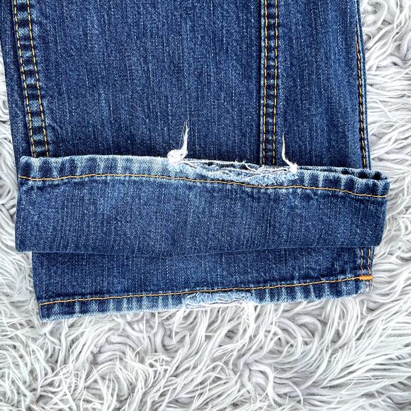 VTG Y2K True Religion Button Fly Flared Low Rise Denim Jeans Leather Patch 27 - Picture 9 of 14